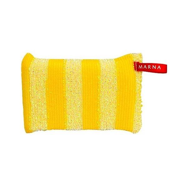 マーナ キラキラボーダー キッチンスポンジ （ MARNA 台所用スポンジ 食器用スポンジ 食器洗いスポンジ クリーナー スポンジ 食器用クリーナー 食器用 食器洗い 皿洗い 鍋用 水垢 水アカ落とし ）【 イエロー 】