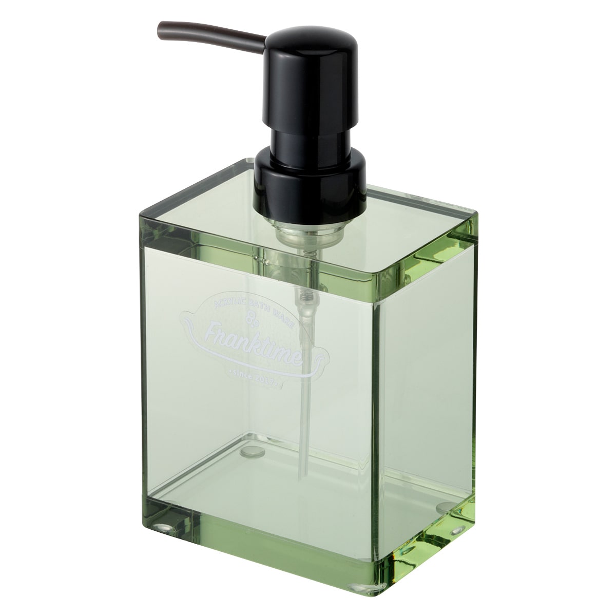 ディスペンサー Franktime フランクタイム ムースボトル 泡タイプ （ 詰め替えボトル ディスペンサーボトル 泡 ボトル 詰替え容器 泡用 泡用ボトル ハンドソープ 透明 アクリル 角型 スクエア 滑り止め 洗面用品 キッチン ）【 クリアグリーン 】
