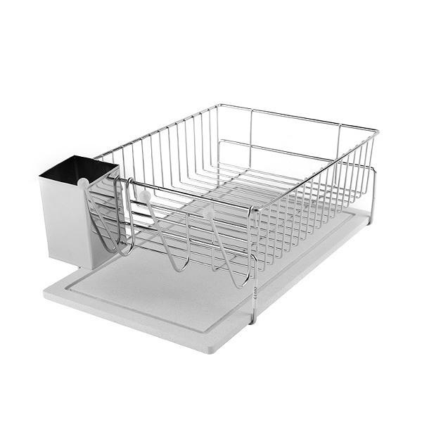 ビーワーススタイル KAWAKI 置きタイプ （ 水切りラック シンク上 ステンレス 珪藻土 日本製 水切りカゴ 水切りかご 水切りバスケット 大容量 珪藻土トレイ 珪藻土トレー カトラリーポケット付き ）