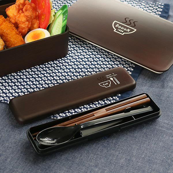 スプーン＆箸セット コンビセット スプーン 箸 木目 18cm （ お箸 お弁当用 セット 日本製 おしゃれ かわいい シンプル 木製風 カトラリー ケース お箸セット はし メンズ レディース コンビ ）
