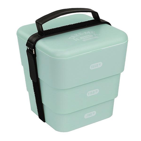 お弁当箱 3段 オードブル重 入れ子 ピクニックランチボックス TAKE-ME 3400ml （ お重 重箱 テイクミー オードブル 入子式 手提ベルト付 3.4L 弁当箱 入れ子式 ランチボックス ファミリーランチボックス 3～4人用 手提げ ） 【 ブルー 】