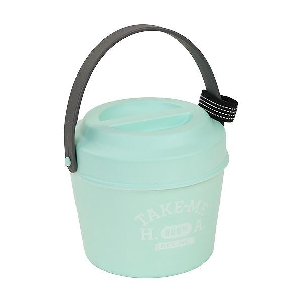 お弁当箱 2段 バケツ型 600ml テイクミー 丼 （ 弁当箱 バンド付 レンジ対応 日本製 持ち手付き HAKOYA カトラリー バケツ バケットランチ ばけつ TAKE-ME コンパクト 二段 レディース 女性 女子 ） 【 ブルー 】