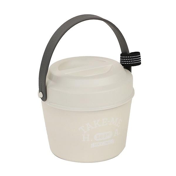 お弁当箱 2段 バケツ型 600ml テイクミー 丼 （ 弁当箱 バンド付 レンジ対応 日本製 持ち手付き HAKOYA カトラリー バケツ バケットランチ ばけつ TAKE-ME コンパクト 二段 レディース 女性 女子 ） 【 グレー 】