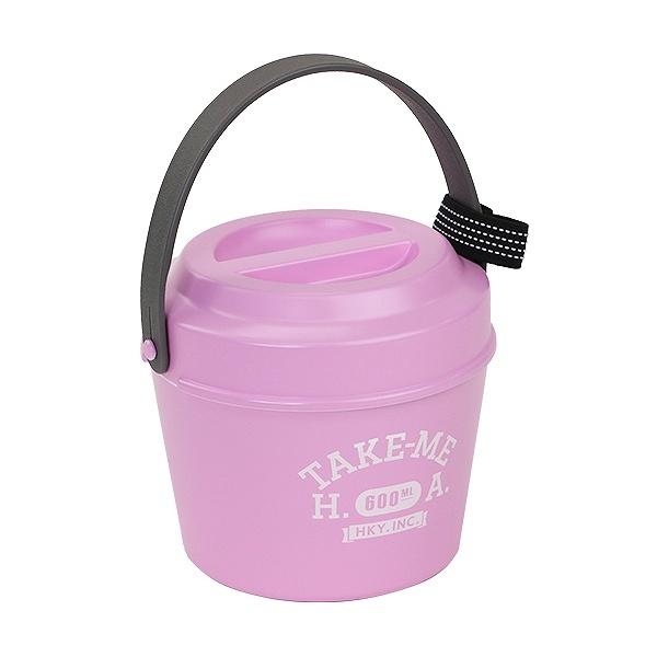 お弁当箱 2段 バケツ型 600ml テイクミー 丼 （ 弁当箱 バンド付 レンジ対応 日本製 持ち手付き HAKOYA カトラリー バケツ バケットランチ ばけつ TAKE-ME コンパクト 二段 レディース 女性 女子 ） 【 ラベンダー 】