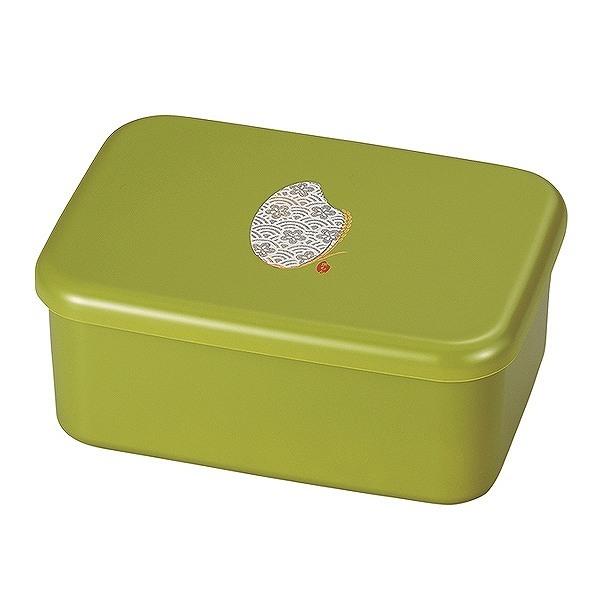 弁当箱 1段 870ml 米もん スクエア （ ランチボックス レンジ対応 食洗機対応 弁当箱 日本製 長方形 四角 長角 中子付き 大容量 和柄 和風 ）【 緑 】