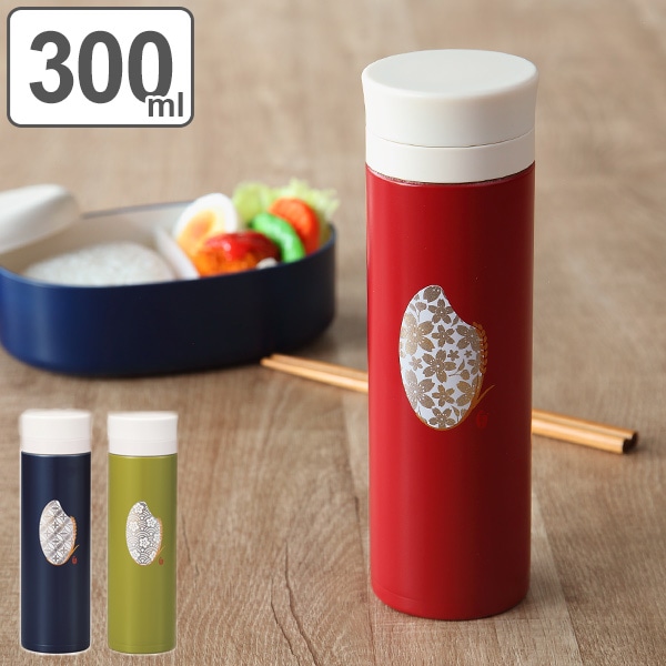 水筒 ステンレス 直飲み マグボトル 米もん 300ml 軽量 （ ステンレスボトル 保温 保冷 和柄 スリムボトル コンパクト ボトル 和風 ステンレス製 おしゃれ お洒落 ウォーキング 遠足 ） 【 緑 】
