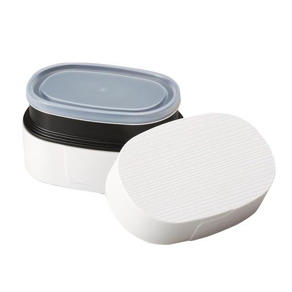 お弁当箱 2段 わっぱ モノトーン 520ml HAKOYA ハコヤ 女子 （ 弁当箱 レンジ対応 食洗機対応 ランチボックス 二段 女性 弁当 わっぱ弁当箱 小判型 丸型 シール蓋つき ランチベルト付き 日本製 シンプル モダン ） 【 ホワイト 】