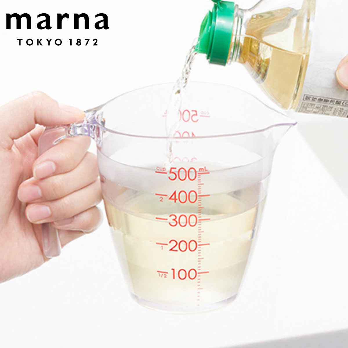 marna マーナ 目盛りが見やすい計量カップ K728CL （ 計量カップ 500ml クリア 計量コップ 計量器具 メジャーカップ 食洗機対応 電子レンジ対応 目盛り付き 計量 プラスチック製 メジャーコップ 製菓道具 お菓子作り ）