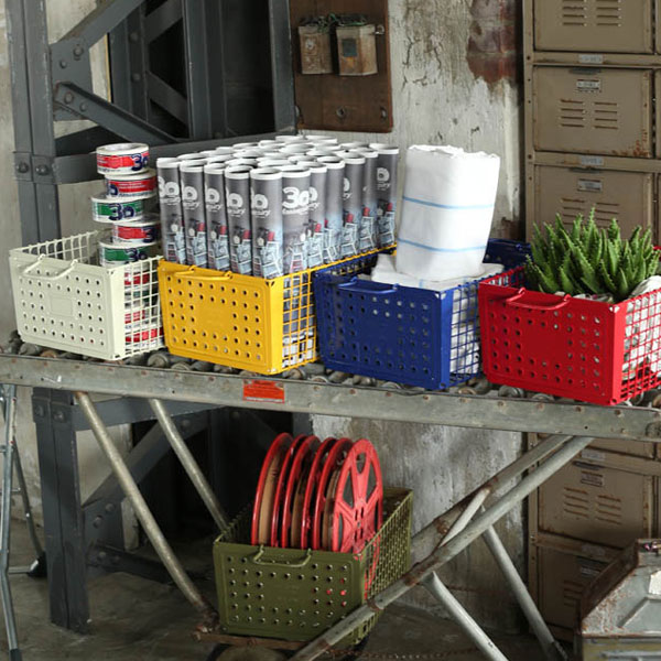 ダルトン DULTON 収納ボックス 21リットル バスケット D.M.S ジム 持ち手付き スチール （ 工具箱 収納ケース ボックス ケース 収納 植物 収納バスケット リビング収納 カー用品 スタッキング おしゃれ ） 【 Ivory 】