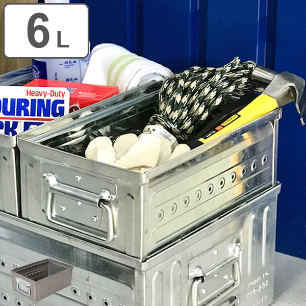 ダルトン DULTON 収納ボックス ガルバカラー 小物ケース 6リットル D.M.S ガレージ 持ち手付き スチール （ 収納ケース 収納 ボックス ケース 持ち手付き 小物収納 工具箱 工具入れ 小物収納 インテリア おしゃれ ） 【 Raw 】