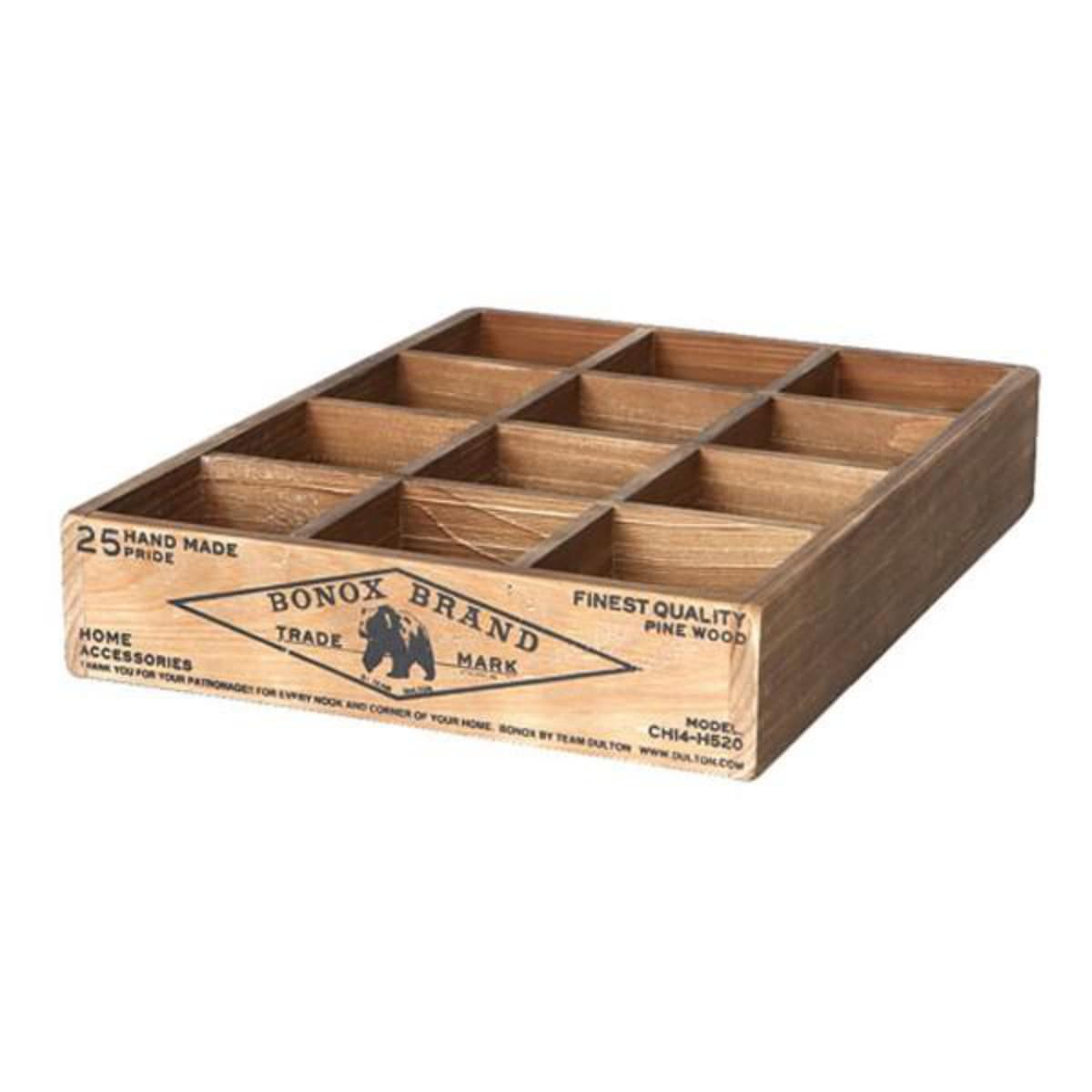 小物収納 ダルトン DULTON 12 PARTITION WOODEN BOX ウッデン ボックス 木製 幅27.5×奥行36.5×高さ6.5cm （ 小物入れ 収納ケース 収納ボックス ケース 木製ボックス 仕切あり 小物 道具入れ 整理整頓 整理 スタッキング ）