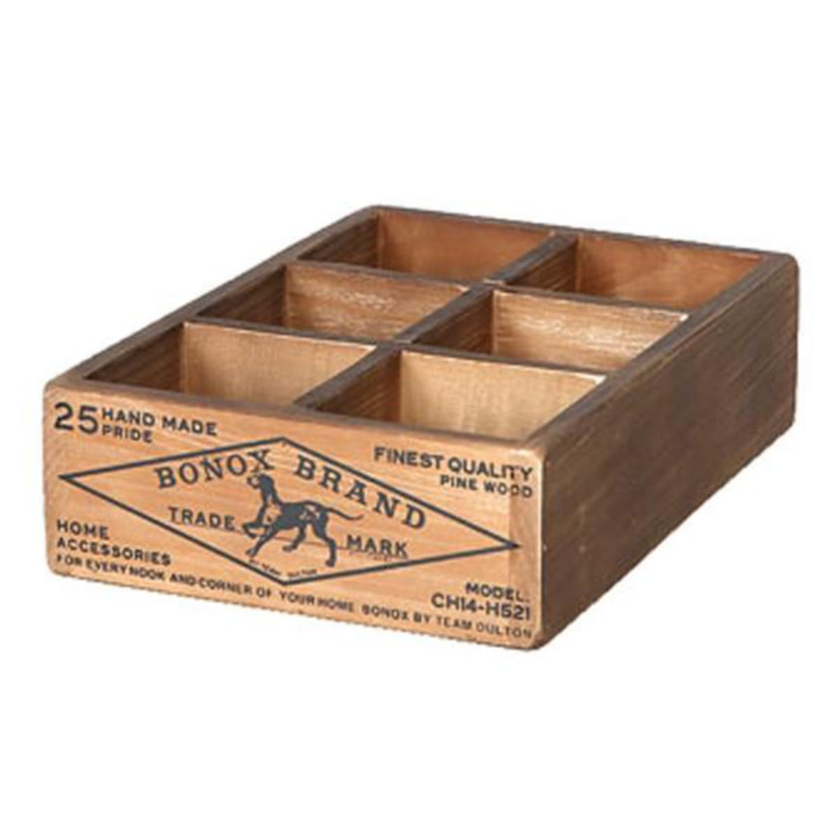 小物収納 ダルトン DULTON 6 PARTITION WOODEN BOX H65 ウッデン ボックス 木製 幅17×奥行24.5×高さ6.5cm （ 小物入れ 収納ケース 収納ボックス ケース 木製ボックス 仕切あり 小物 道具入れ 整理整頓 整理 スタッキング ）