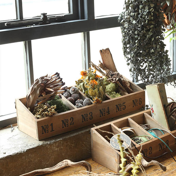 小物収納 ダルトン DULTON WOODEN BOX 6 SECTIONS ウッデン ボックス 木製 （ 小物入れ 収納ケース 収納ボックス ボックス ケース 仕切あり 小物 道具入れ 整理整頓 整理 ヴィンテージ感 DIY風 ）