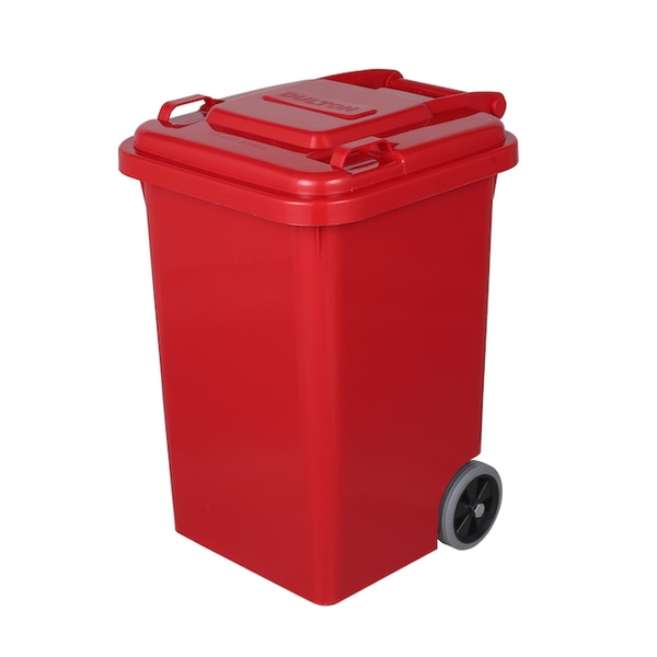 ゴミ箱 45L ダルトン DULTON 屋外兼用 プラスチックトラッシュカン （ ごみ箱 45リットル 蓋つき キャスター付き 排水栓 キッチン リビング アメリカン ダストボックス ごみばこ ふた付き 袋 見えない おしゃれ アメリカ ） 【 レッド 】
