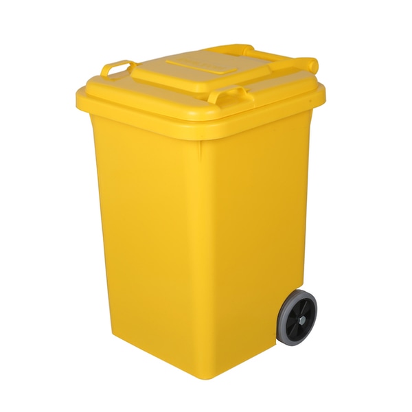 ゴミ箱 45L ダルトン DULTON 屋外兼用 プラスチックトラッシュカン （ ごみ箱 45リットル 蓋つき キャスター付き 排水栓 キッチン リビング アメリカン ダストボックス ごみばこ ふた付き 袋 見えない おしゃれ アメリカ ） 【 イエロー 】