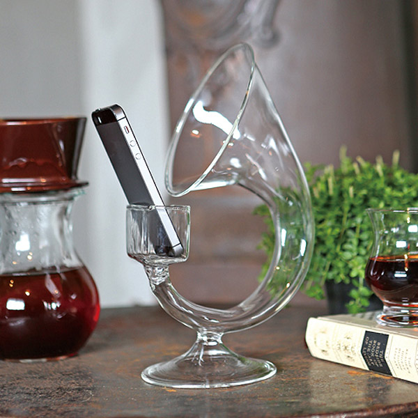 スマホスタンド スピーカー ガラス製 ダルトン DULTON （ スマートフォン スタンド 音量 ガラス スマホ iphone ipod オーディオ プレーヤー 音楽 音 大きくする 電源不要 蓄音機 ティシュー ）