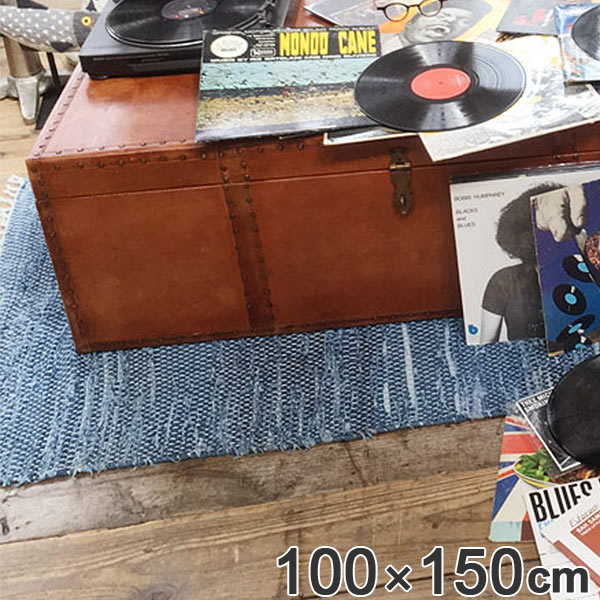 ラグ デニムフロアラグ ダルトン DULTON 100×150cm （ カーペット 絨毯 マット デニム カジュアル ソファ前 ベッドサイド リビング 寝室 ハンドメイド 居間 綿 コットン ）