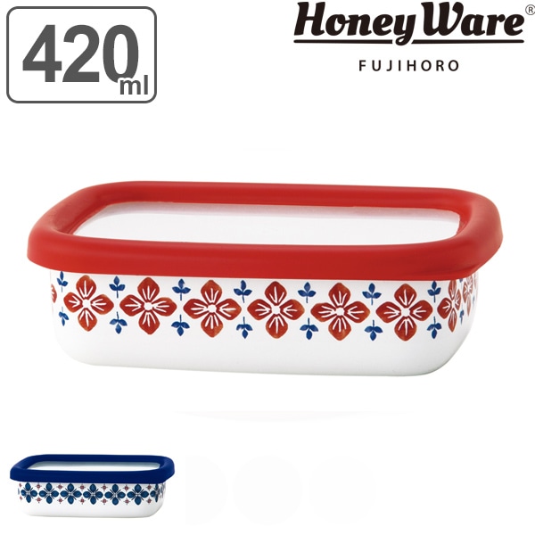 保存容器 ホーロー製 420ml Sサイズ 浅型角容器 cukka Honeyware 富士ホーロー （ ホーロー容器 浅型容器 ストッカー 琺瑯容器 角型容器 オーブン対応 冷凍保存 スクエア フードコンテナ 食品保存 おしゃれ 白 ハニーウェア ） 【 ネイビー 】