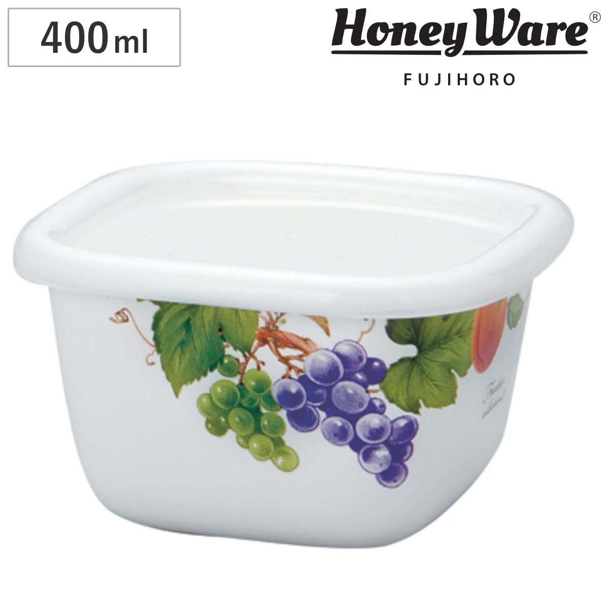 保存容器 S 400ml ホーロー製 フルータスコレクション2 フタ付き （ ホーロー容器 琺瑯容器 ストッカー 琺瑯製保存容器 角型容器 オーブン対応 冷凍保存 スクエア フードコンテナ 食品保存 おしゃれ ハニーウェア ）