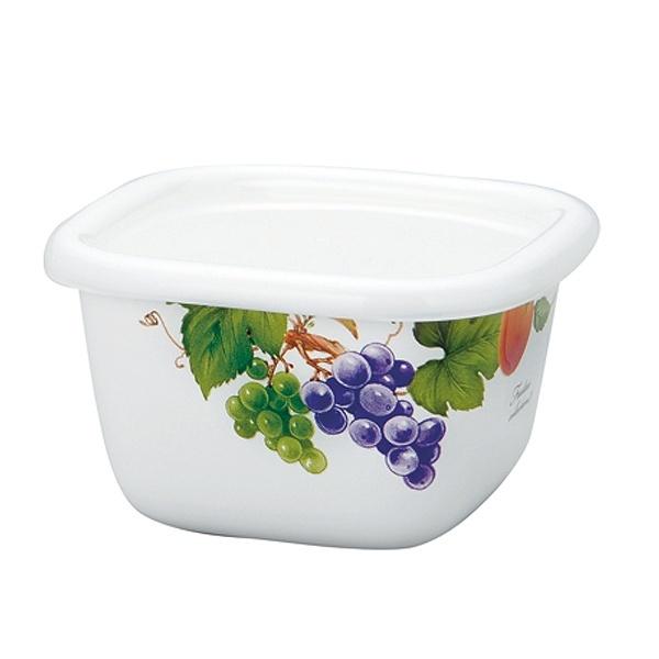 保存容器 S 400ml ホーロー製 フルータスコレクション2 フタ付き （ ホーロー容器 琺瑯容器 ストッカー 琺瑯製保存容器 角型容器 オーブン対応 冷凍保存 スクエア フードコンテナ 食品保存 おしゃれ ハニーウェア ）