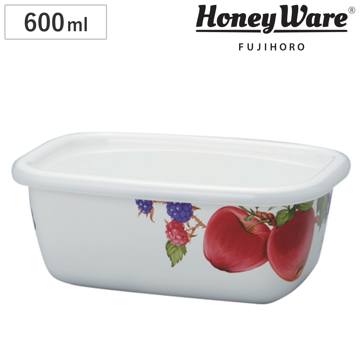 保存容器 M 600ml ホーロー製 フルータスコレクション2 フタ付き （ ホーロー容器 琺瑯容器 ストッカー 琺瑯製保存容器 角型容器 オーブン対応 冷凍保存 スクエア フードコンテナ 食品保存 おしゃれ ハニーウェア ）