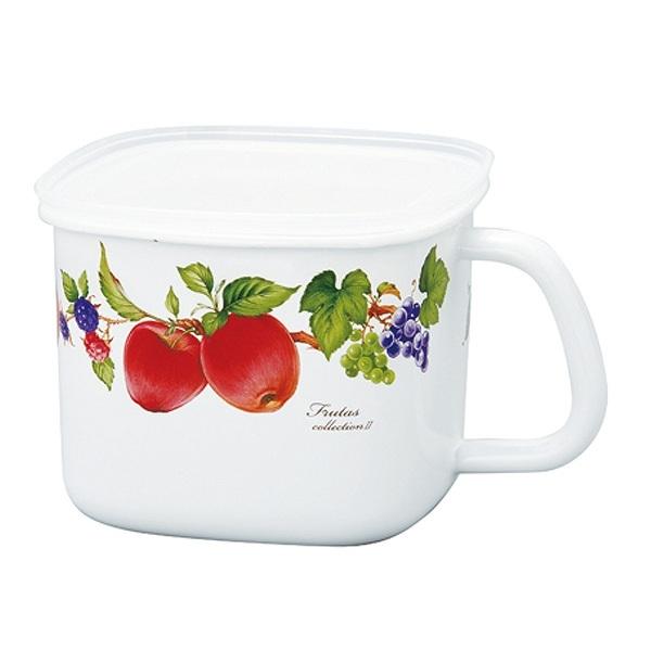 保存容器 ハンドル付き 1.2L ホーロー製 フルータスコレクション２ 角型みそポット （ 味噌容器 みそ容器 味噌ポット 琺瑯容器 ホーロー容器 角型容器 食品保存 ストッカー オーブン対応 冷凍保存 おしゃれ ハニーウェア ）