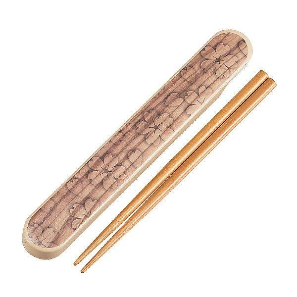 箸箱セット HAKOYA 桜木目 スクエア 黒炭 箸 箸箱 ケース 18cm （ お箸 桜 カトラリー レディース お弁当用カトラリー はこや 天然木 ランチ 弁当 花柄 シンプル かわいい ピクニック 遠足 ランチ 女子 女の子 女性 女 ） 【 キナリ 】