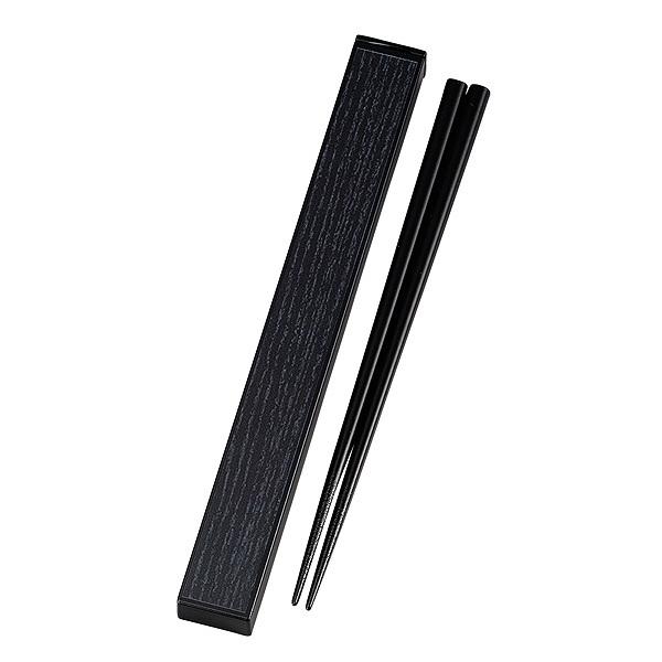 箸＆箸箱セット 箸 箸箱 スライド式 スクエア 黒檀 20.5cm （ 箸箱セット 和風 木目 天然木 日本製 カトラリー 箸＆ケース 運動会 ピクニック レジャー アウトドア ウォールナット チェリー ローズウッド シンプル ） 【 黒檀 】