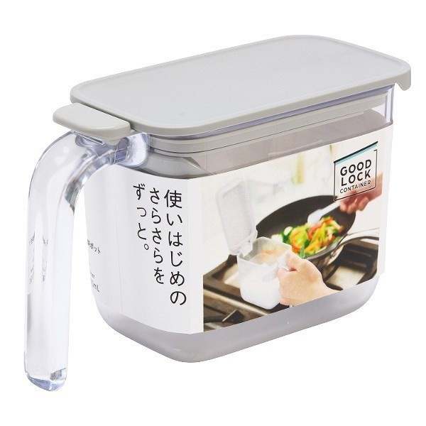 MARNA 調味料ポット 370ml GOOD LOCK CONTAINER （ 調味料ケース 砂糖入れ 塩入れ 小さじスプーン付き シュガーポット スパイス容器 ストッカー ） 【グレー】