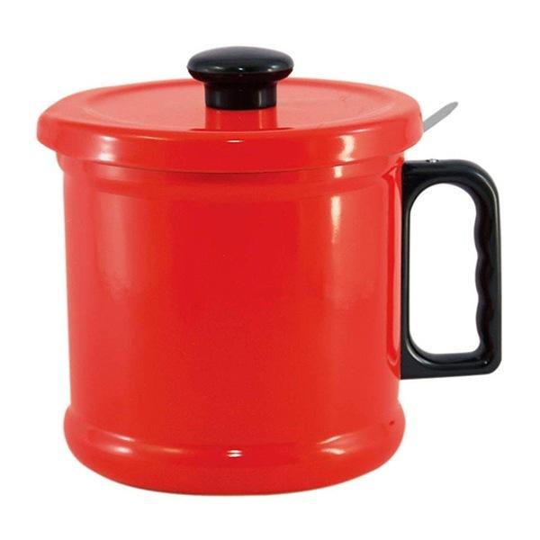 オイルポット 1.5L 富士ホーロー Honey Ware 活性炭フィルター付 （ 油ポット 油こし器 油濾し器 オイルストッカー ホーロー 琺瑯 容器 油こし ろ過 濾過 保存容器 おしゃれ ハニーウェア ） 【レッド】