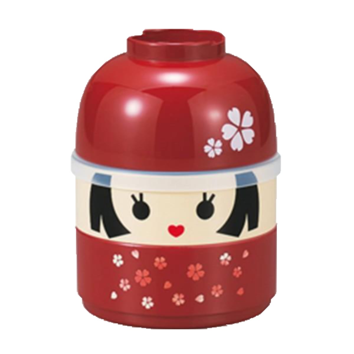 お弁当箱 2段 お椀付き こけし弁当 440ml ランチボックス イチロー （ 二段 レンジ対応 食洗機対応 二段弁当箱 こけし スープカップ付き こけし二段弁当 レンジOK 食洗機OK シール蓋 ふんわり ふわっと ドーム型 ） 【ハナコ】