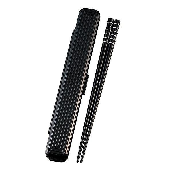 箸＆箸箱セット 箸 箸箱 LUNCH CHOPSTICKS samon 18cm （ カトラリー はし 箸＆箸箱 ケース ハシ 携帯用カトラリー シンプル かっこいい 砂紋 さもん おしゃれ 和風 和 天然木 ） 【 ブラック 】