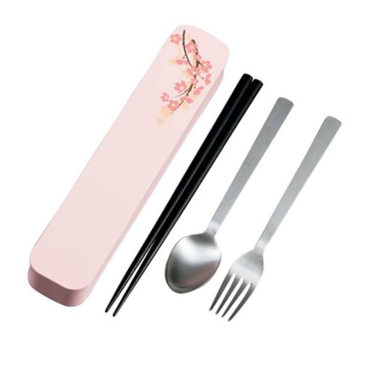 トリオセット 箸 フォーク スプーン 大人のカトラリー SAKURA HAKOYA カトラリー ホワイト （ 食洗機対応 カトラリーセット お箸 トリオ セット 日本製 食洗機OK 携帯用カトラリー 弁当 お弁当 持ち運び お弁当用 携帯用 大人 ） 【ピンク】