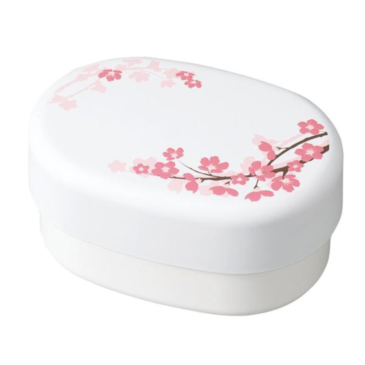 お弁当箱 2段 コンパクト弁当 SAKURA HAKOYA 390ml 入れ子 ホワイト （ 弁当箱 ランチボックス 食洗機対応 レンジ対応 女性 日本製 食洗機OK レンジOK 二段弁当箱 二段 スリム コンパクト 和風 和柄 ） 【ホワイト】