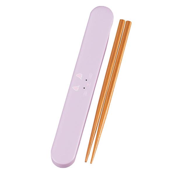 箸＆箸箱セット スライド式 箸 箸箱 アニマルこけし HAKOYA 18cm カトラリー （ ハコヤ はし お弁当用カトラリー ハシ ケース 携帯用カトラリー 日本製 天然木 子供用 キッズ 幼稚園 保育園 小学校 給食 ） 【 ねこ 】