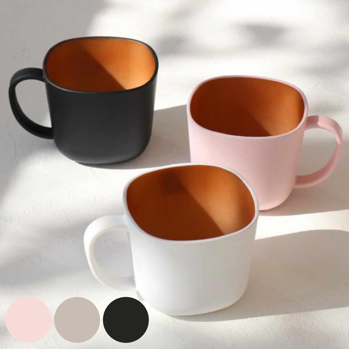 マグカップ 280ml プラスチック 砂紋 samon コップ マグ 日本製 ピンク （ 電子レンジ対応 食洗機対応 カップ 木目調 スープカップ 木製風 プラコップ 和食 割れにくい おしゃれ ） 【ブラック】