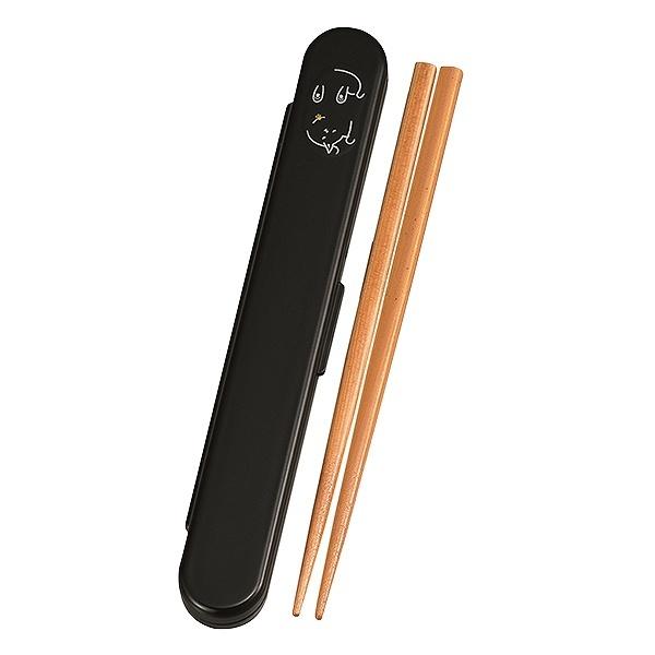 箸＆箸箱セット 箸 箸箱 ねこたち 豆ねこ HAKOYA 18cm カトラリー （ お箸&箸箱 はし ケース ハシ 箸ケース ねこ 携帯用カトラリー お弁当用 ハコヤ はこや 猫 ネコ 和風 子供用 キッズ ） 【 豆ねこ黒 】