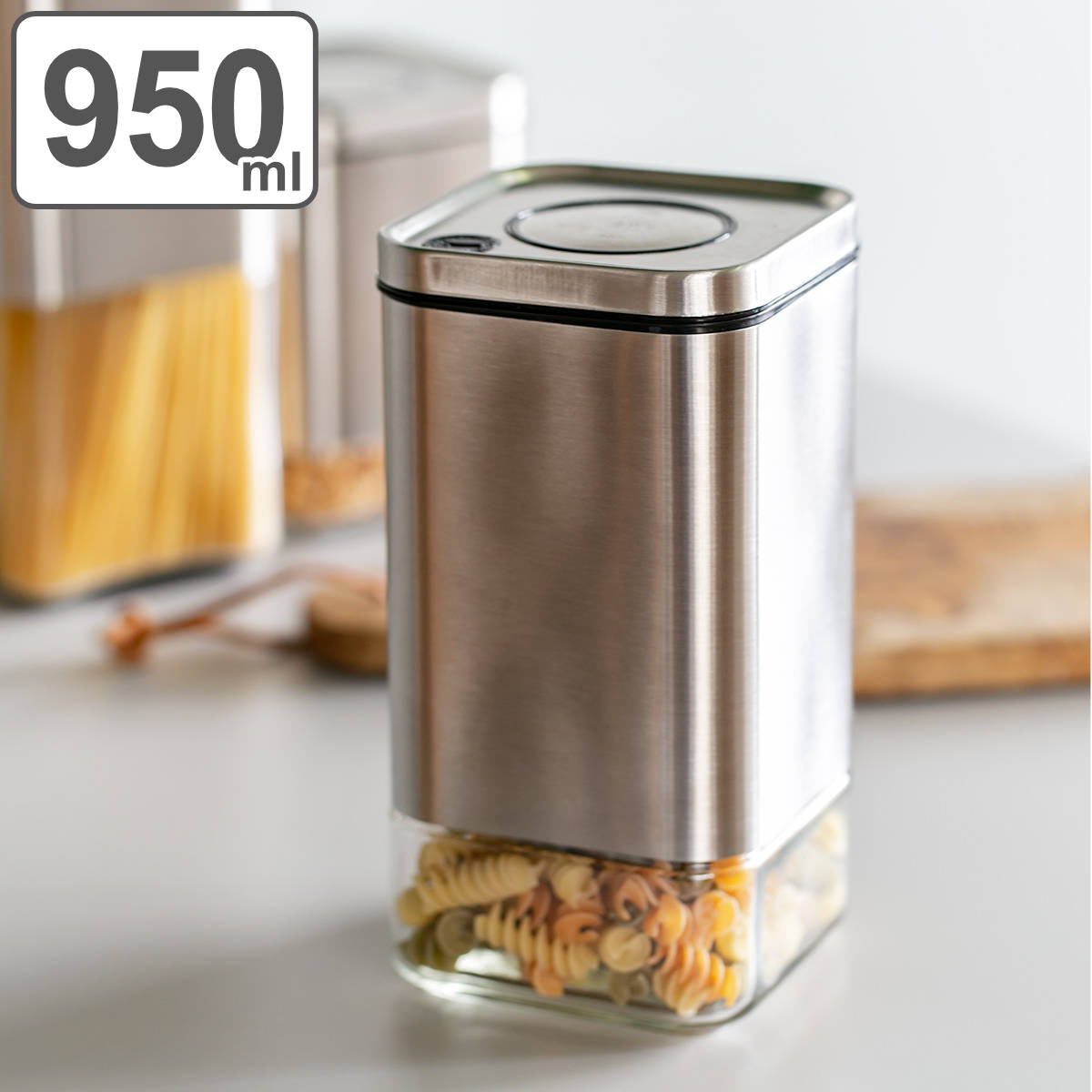 ダルトン 保存容器 950ml 角型 キューブジャー ウィズ リッド M ガラス製 （ DULTON キャニスター ストッカー ガラス容器 ステンレス ワンタッチ 保存 容器 ガラスジャー 保存瓶 フードストッカー ガラス おしゃれ ）