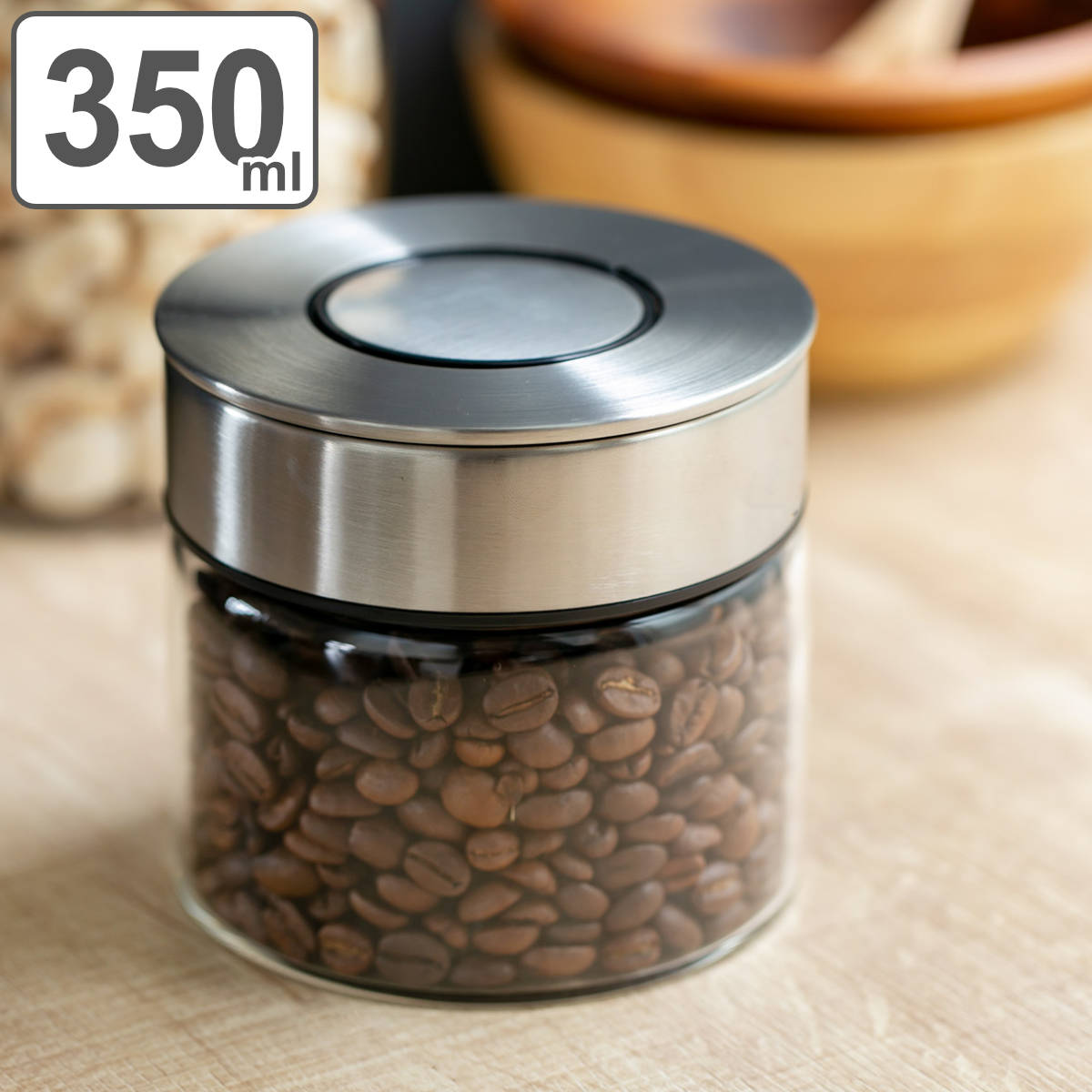 ダルトン 保存容器 350ml 丸型 シリンダージャー ウィズ リッド S ガラス製 （ DULTON キャニスター ストッカー ガラス容器 ステンレス ワンタッチ 保存 容器 ガラスジャー 保存瓶 フードストッカー ガラス おしゃれ ）