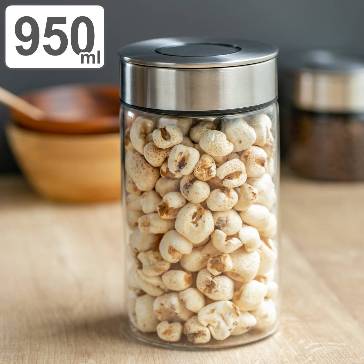 ダルトン 保存容器 950ml 丸型 シリンダージャー ウィズ リッド M ガラス製 （ DULTON キャニスター ストッカー ガラス容器 ステンレス ワンタッチ 保存 容器 ガラスジャー 保存瓶 フードストッカー ガラス おしゃれ ）