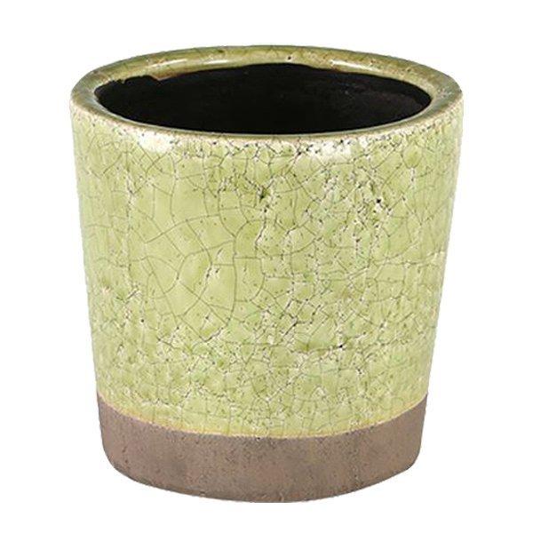 フラワーポット ダルトン DULTON 高さ15.5cm カラー グレーズド ポット クラシックグリーン （ 植木鉢 鉢 プランター 園芸用品 庭 お庭 玄関 お部屋 室内 屋外 おしゃれ カラフル インテリア コンパクト ハンドメイド 底穴 小さい ） 【ライムグリーン】