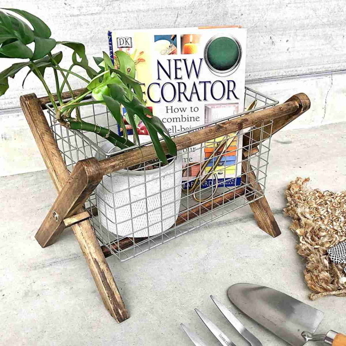 ダルトン 収納ボックス フェアウッド 幅40×奥行28×高さ27cm マガジンラック （ DULTON スリッパラック メッシュ 収納ケース バスケット 収納 木製 アイアン 雑誌 本 インテリア 玄関 リビング 持ち運び おしゃれ ）