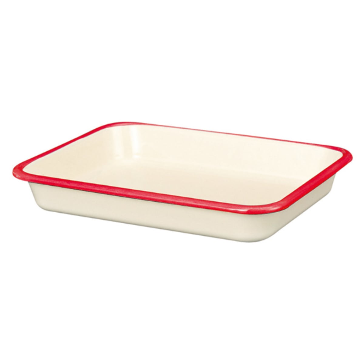 バット Lサイズ 約27.5ｘ21.5cm ホーロー製 富士ホーロー Honey Ware （ 角バット 琺瑯バット 調理バット 約27.5×21.5cm オーブン対応 調理用バット ほうろう 白 揚げ物 衣付け 下ごしらえ キッチンツール ） 【レッド】