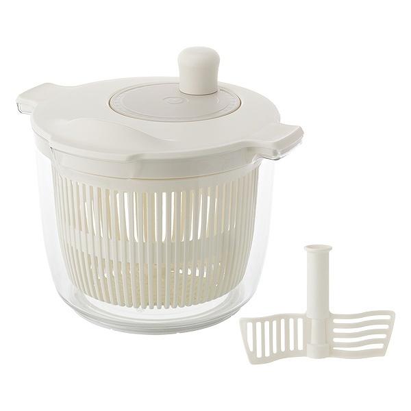 サラダスピナー&ミキサー LIBERALISTA リベラリスタ サラダスピナー ミキサー （ 野菜水切り器 野菜水きり器 コランダー 食洗機対応 スピナー 水切り 撹拌 手動 回転式 下ごしらえ ボウル ザル 分解 洗える 野菜の水切り ） 【 ホワイト 】