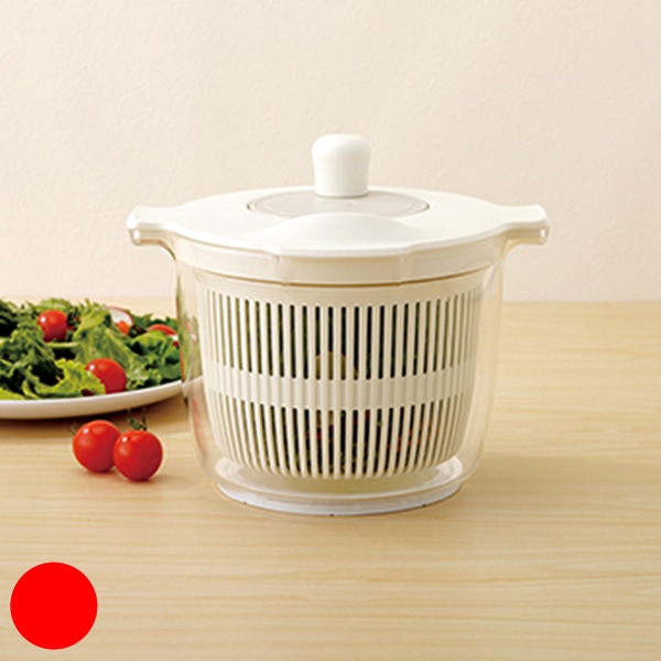 サラダスピナー LIBERALISTA リベラリスタ （ 野菜水切り器 野菜水きり器 コランダー スピナー 水切り 手動 回転式 下ごしらえ ボウル ザル 分解 洗える 野菜の水切り ） 【レッド】