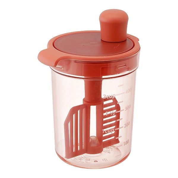 ドレッシングミキサー LIBERALISTA リベラリスタ （ ドレッシング作り 自家製 手作り 食洗機対応 ドレッシングカップ 目盛り付き 撹拌 手動 回転式 下ごしらえ 分解 洗える ） 【 レッド 】