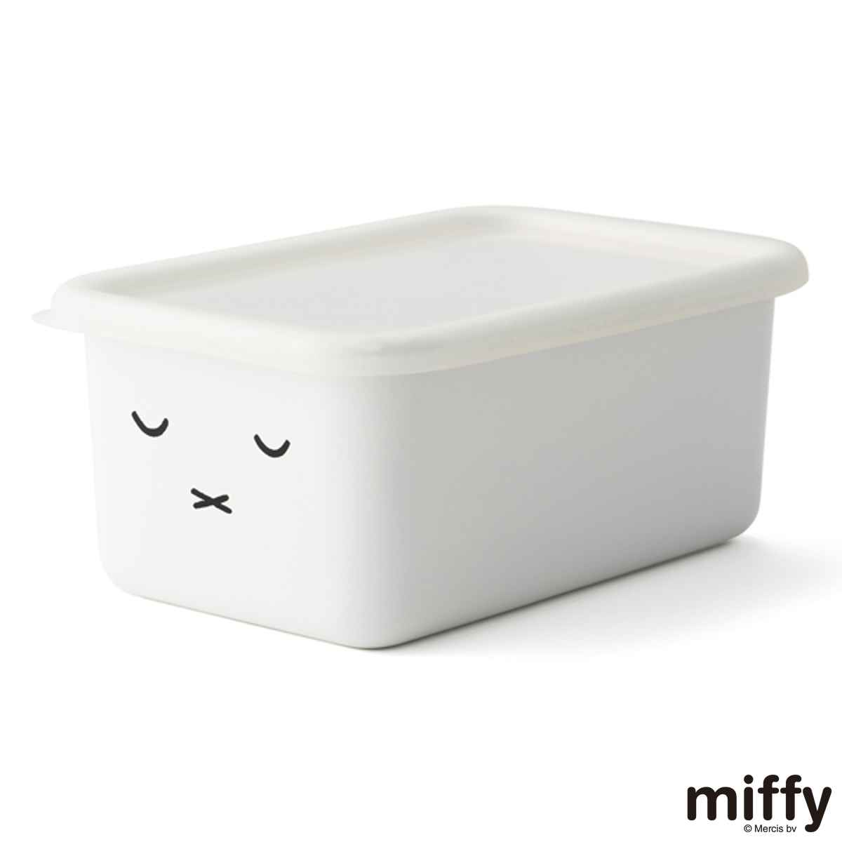 保存容器 ホーロー製 1.12L 深型 ミッフィー 富士ホーロー HoneyWere （ ホーロー容器 琺瑯容器 深型容器 食洗機対応 オーブン対応 冷凍 冷蔵 角型容器 ストッカー スクエア フードコンテナ 食品保存 おしゃれ 白 miffy ）