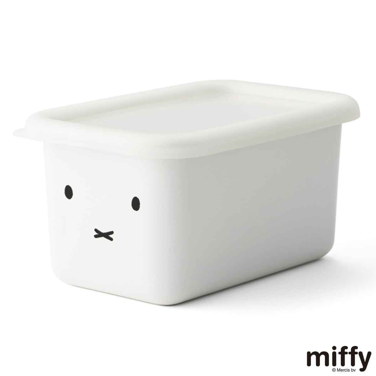 保存容器 ホーロー製 700ml 深型 ミッフィー 富士ホーロー HoneyWere （ ホーロー容器 琺瑯容器 深型容器 食洗機対応 オーブン対応 冷凍 冷蔵 角型容器 ストッカー スクエア フードコンテナ 食品保存 おしゃれ 白 miffy ）