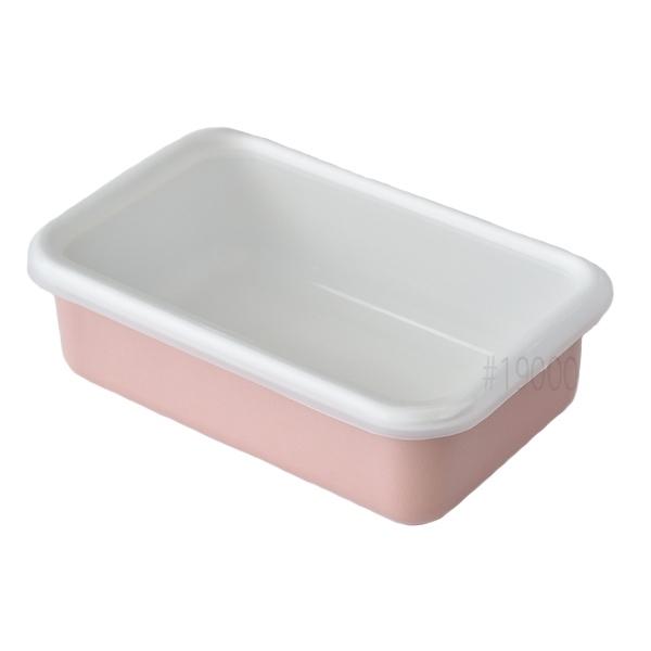 保存容器 740ml ホーロー製 浅型 M コットン 富士ホーロー （ ホーロー容器 琺瑯容器 オーブン対応 冷凍保存 ストッカー フードコンテナ 食品保存 角型容器 スクエア Honeyware ハニーウェア おしゃれ ） 【 アッシュピンク 】