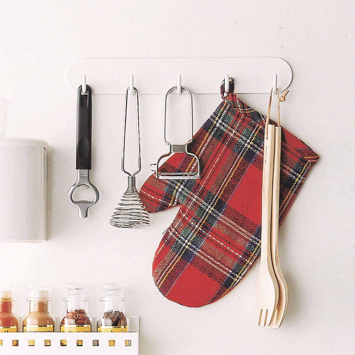 キッチンツールフック 5連 マグネット マグオン （ キッチンフック 吊り下げ Mag-On like-it ツール フック 掛け 収納フック 壁掛け 冷蔵庫 洗濯機 横 サイド キッチン キッチン収納 壁面収納 ライクイット ）